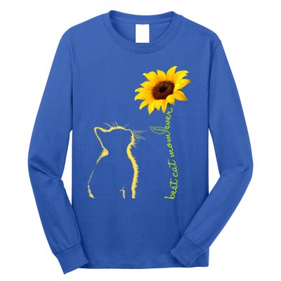 Best Cat Mom Ever Sunflower Mothers Day Funny Gift For Cat Lover Gift Long Sleeve Shirt