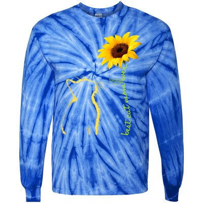 Best Cat Mom Ever Sunflower Mothers Day Funny Gift For Cat Lover Gift Tie-Dye Long Sleeve Shirt