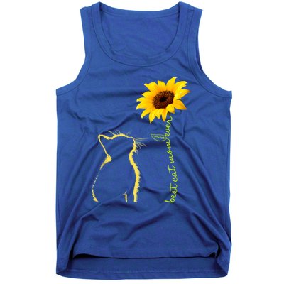 Best Cat Mom Ever Sunflower Mothers Day Funny Gift For Cat Lover Gift Tank Top