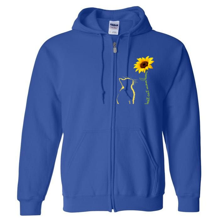 Best Cat Mom Ever Sunflower Mothers Day Funny Gift For Cat Lover Gift Full Zip Hoodie