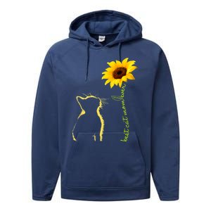 Best Cat Mom Ever Sunflower Mothers Day Funny Gift For Cat Lover Gift Performance Fleece Hoodie