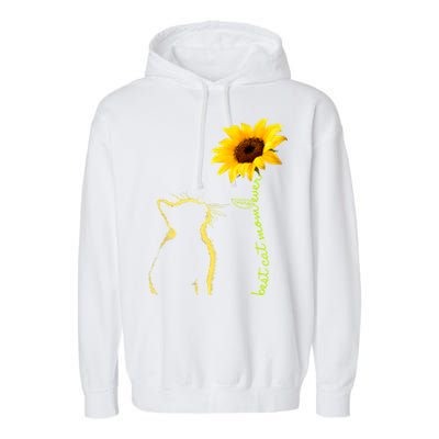 Best Cat Mom Ever Sunflower Mothers Day Funny Gift For Cat Lover Gift Garment-Dyed Fleece Hoodie