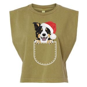 Border Collie Merry Christmas Garment-Dyed Women's Muscle Tee