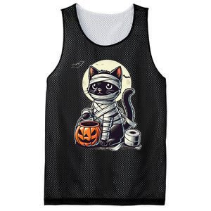 Black Cat Mummy Halloween Funny Black Cat Gift Mesh Reversible Basketball Jersey Tank