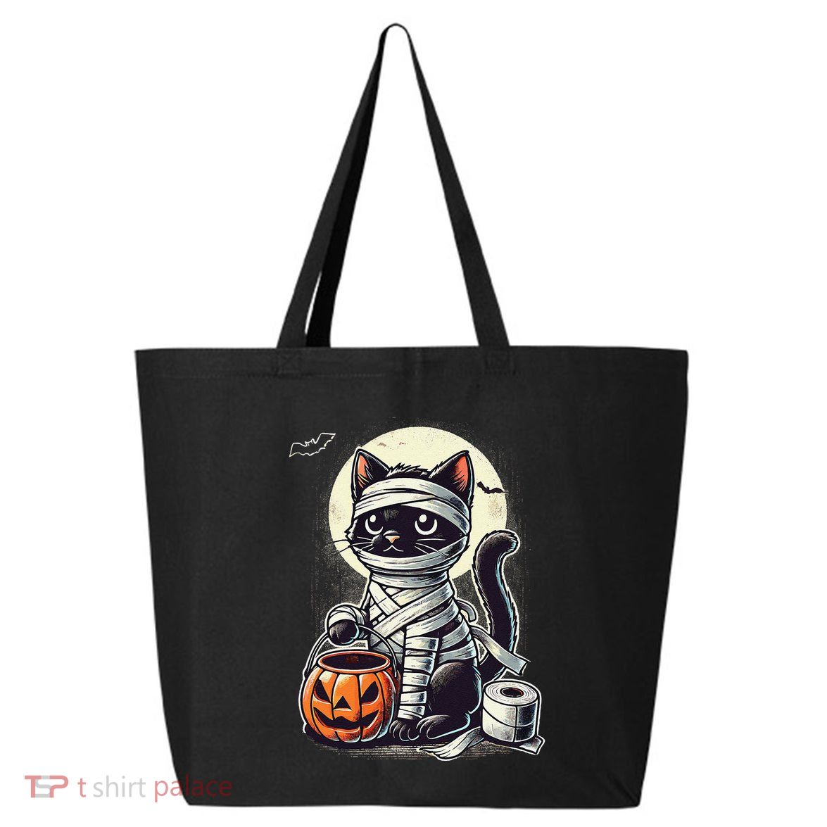 Black Cat Mummy Halloween Funny Black Cat Gift 25L Jumbo Tote