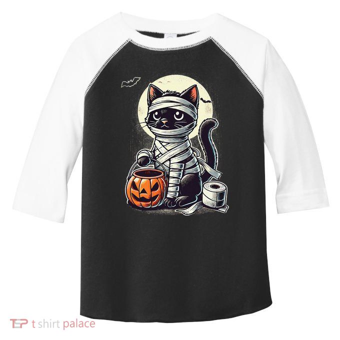Black Cat Mummy Halloween Funny Black Cat Gift Toddler Fine Jersey T-Shirt