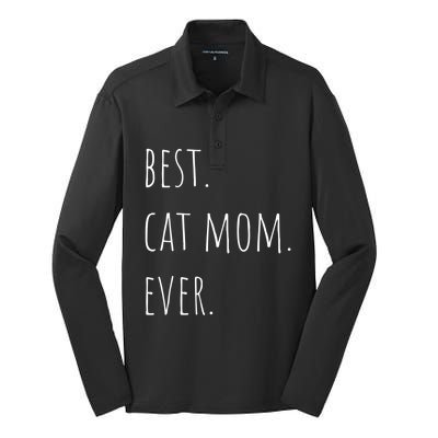 Best Cat Mom Ever Funny Gift Silk Touch Performance Long Sleeve Polo