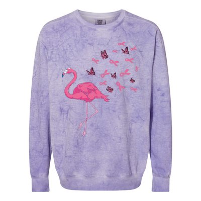 Breast Cancer Month Flamingo Pink Ribbon Breast Cancer Awareness Colorblast Crewneck Sweatshirt