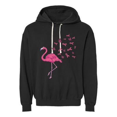 Breast Cancer Month Flamingo Pink Ribbon Breast Cancer Awareness Garment-Dyed Fleece Hoodie