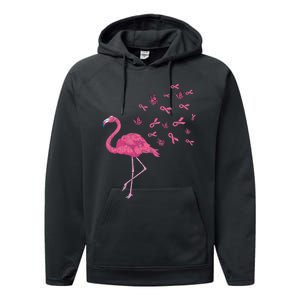 Breast Cancer Month Flamingo Pink Ribbon Breast Cancer Awareness Performance Fleece Hoodie