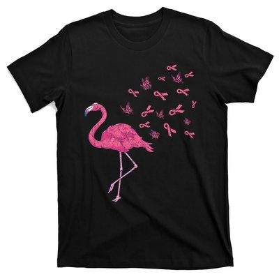 Breast Cancer Month Flamingo Pink Ribbon Breast Cancer Awareness T-Shirt