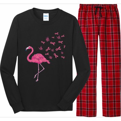 Breast Cancer Month Flamingo Pink Ribbon Breast Cancer Awareness Long Sleeve Pajama Set