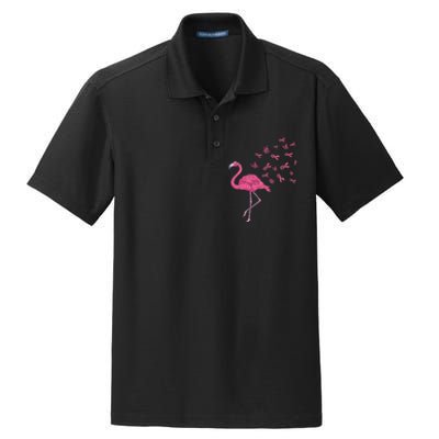 Breast Cancer Month Flamingo Pink Ribbon Breast Cancer Awareness Dry Zone Grid Polo