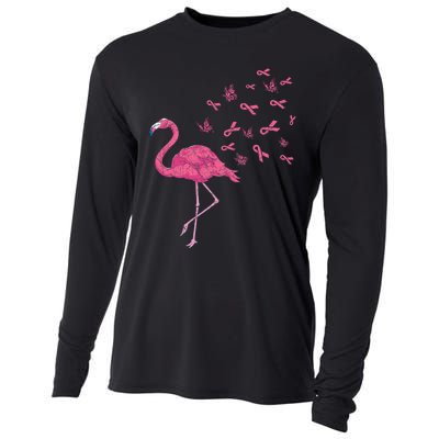 Breast Cancer Month Flamingo Pink Ribbon Breast Cancer Awareness Cooling Performance Long Sleeve Crew