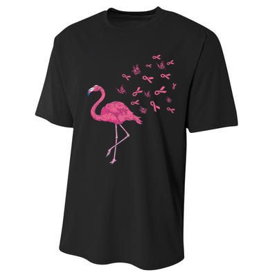 Breast Cancer Month Flamingo Pink Ribbon Breast Cancer Awareness Performance Sprint T-Shirt