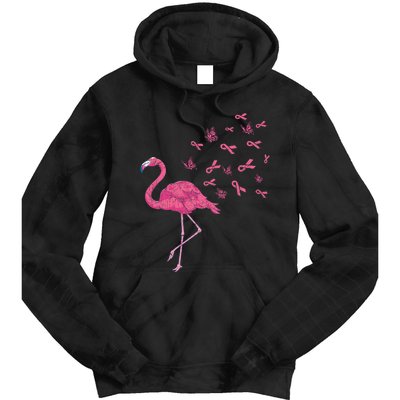 Breast Cancer Month Flamingo Pink Ribbon Breast Cancer Awareness Tie Dye Hoodie