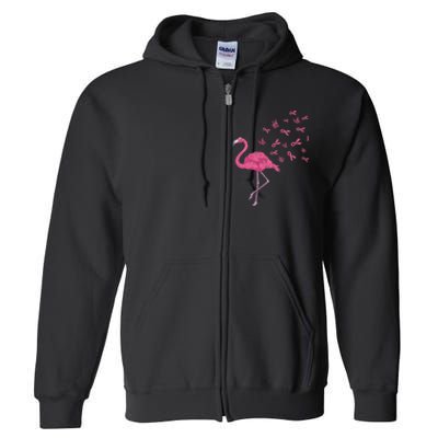 Breast Cancer Month Flamingo Pink Ribbon Breast Cancer Awareness Full Zip Hoodie