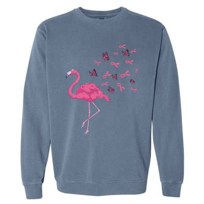 Breast Cancer Month Flamingo Pink Ribbon Breast Cancer Awareness Garment-Dyed Sweatshirt