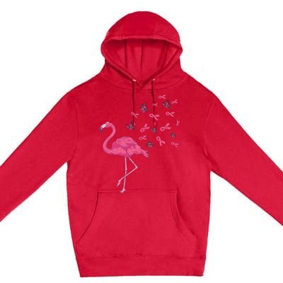 Breast Cancer Month Flamingo Pink Ribbon Breast Cancer Awareness Premium Pullover Hoodie