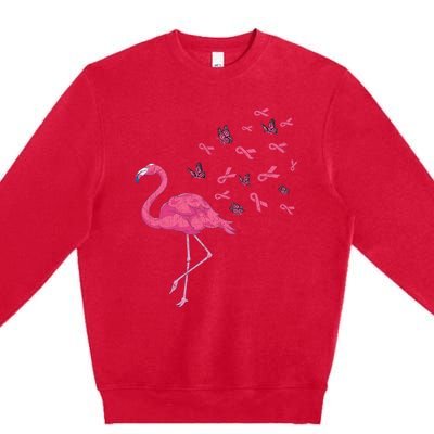 Breast Cancer Month Flamingo Pink Ribbon Breast Cancer Awareness Premium Crewneck Sweatshirt