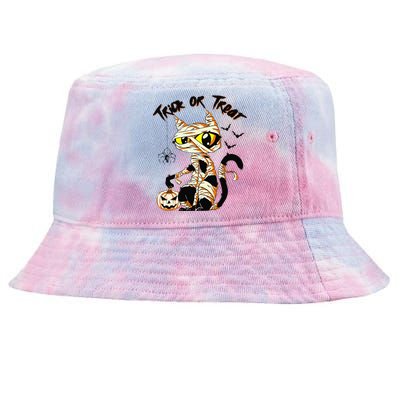 Black Cat Mummy Halloween Costume Trick Or Treat Tie-Dyed Bucket Hat