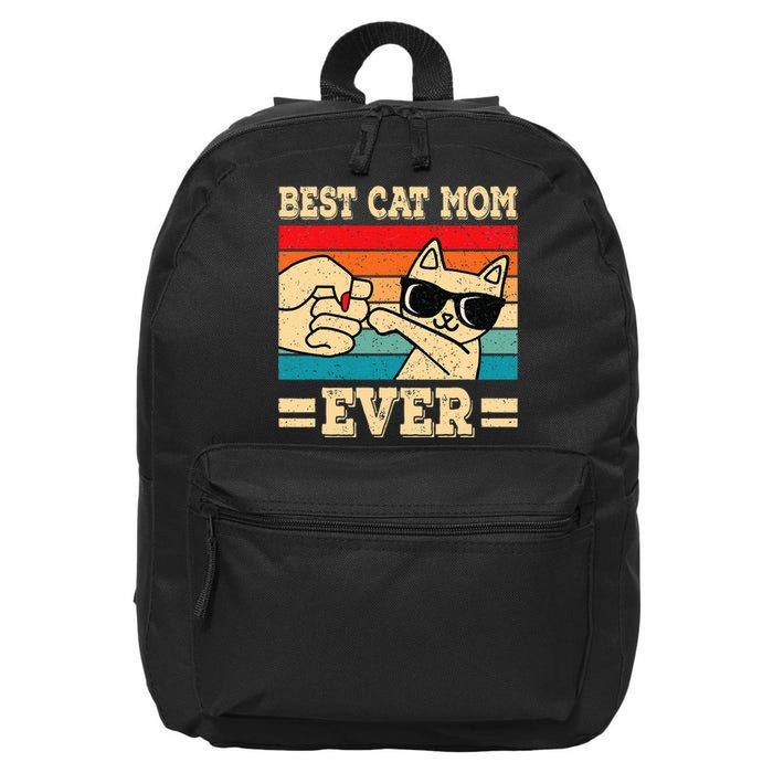 Best Cat Mom Ever Funny Cat Retro Vintage Cat Lover 16 in Basic Backpack