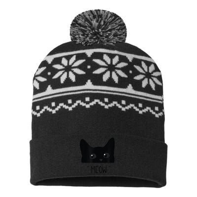 Black Cat Meow Cat Meow Kitty Funny Cats Kitty USA-Made Snowflake Beanie