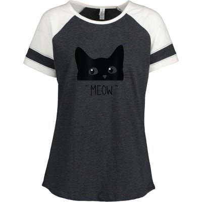 Black Cat Meow Cat Meow Kitty Funny Cats Kitty Enza Ladies Jersey Colorblock Tee