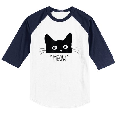 Black Cat Meow Cat Meow Kitty Funny Cats Kitty Baseball Sleeve Shirt