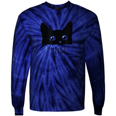 Black Cat Meow Cat Meow Kitty Funny Cats Kitty Tie-Dye Long Sleeve Shirt