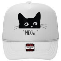 Black Cat Meow Cat Meow Kitty Funny Cats Kitty High Crown Mesh Back Trucker Hat