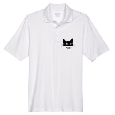 Black Cat Meow Cat Meow Kitty Funny Cats Kitty Men's Origin Performance Pique Polo