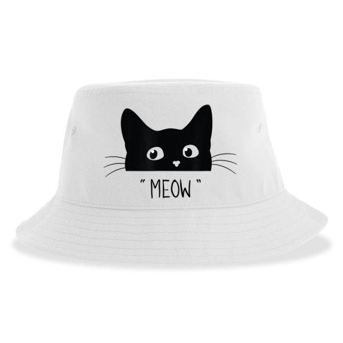 Black Cat Meow Cat Meow Kitty Funny Cats Kitty Sustainable Bucket Hat