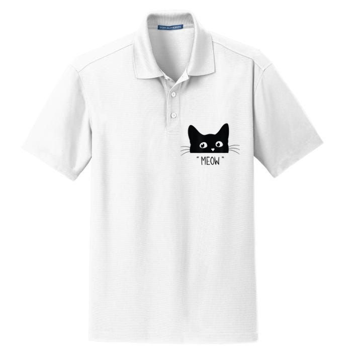 Black Cat Meow Cat Meow Kitty Funny Cats Kitty Dry Zone Grid Polo