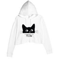 Black Cat Meow Cat Meow Kitty Funny Cats Kitty Crop Fleece Hoodie