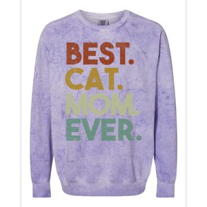 Best Cat Mom Ever Retro Crazy Cat Lady Gift Colorblast Crewneck Sweatshirt