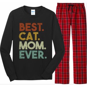 Best Cat Mom Ever Retro Crazy Cat Lady Gift Long Sleeve Pajama Set