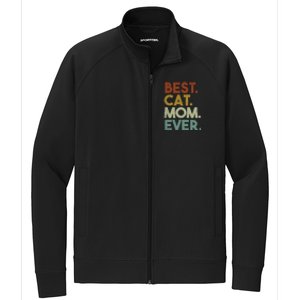 Best Cat Mom Ever Retro Crazy Cat Lady Gift Stretch Full-Zip Cadet Jacket