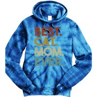 Best Cat Mom Ever Retro Crazy Cat Lady Gift Tie Dye Hoodie