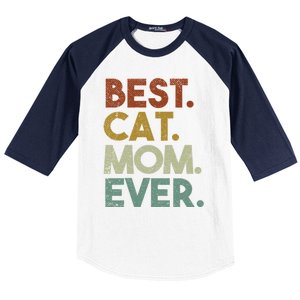 Best Cat Mom Ever Retro Crazy Cat Lady Gift Baseball Sleeve Shirt