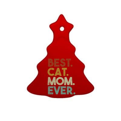 Best Cat Mom Ever Retro Crazy Cat Lady Gift Ceramic Tree Ornament