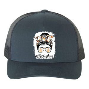 Bleached Chicken Mom Messy Bun Farmer Chicken Mothers Day Yupoong Adult 5-Panel Trucker Hat