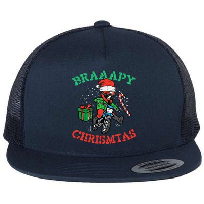 Braaapy Christmas Motocross Dirt Bike Biker Funny Flat Bill Trucker Hat