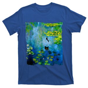 Black Cat Monets Waterlily Painting Art Cat T-Shirt