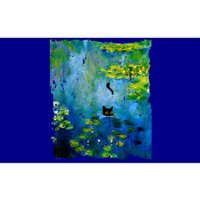 Black Cat Monets Waterlily Painting Art Cat Bumper Sticker