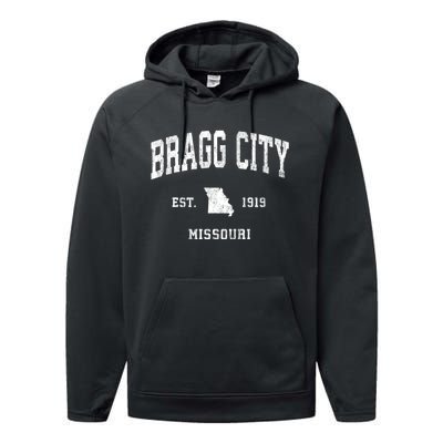 Bragg City Missouri Mo Vintage Athletic Sports Performance Fleece Hoodie