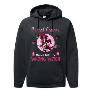 Breast Cancer Messed With The Wrong Pink Witch Hat Halloween Performance Fleece Hoodie