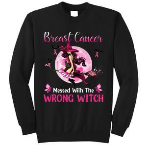 Breast Cancer Messed With The Wrong Pink Witch Hat Halloween Sweatshirt