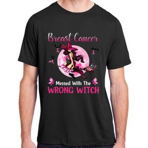 Breast Cancer Messed With The Wrong Pink Witch Hat Halloween Adult ChromaSoft Performance T-Shirt