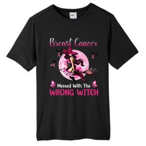 Breast Cancer Messed With The Wrong Pink Witch Hat Halloween Tall Fusion ChromaSoft Performance T-Shirt